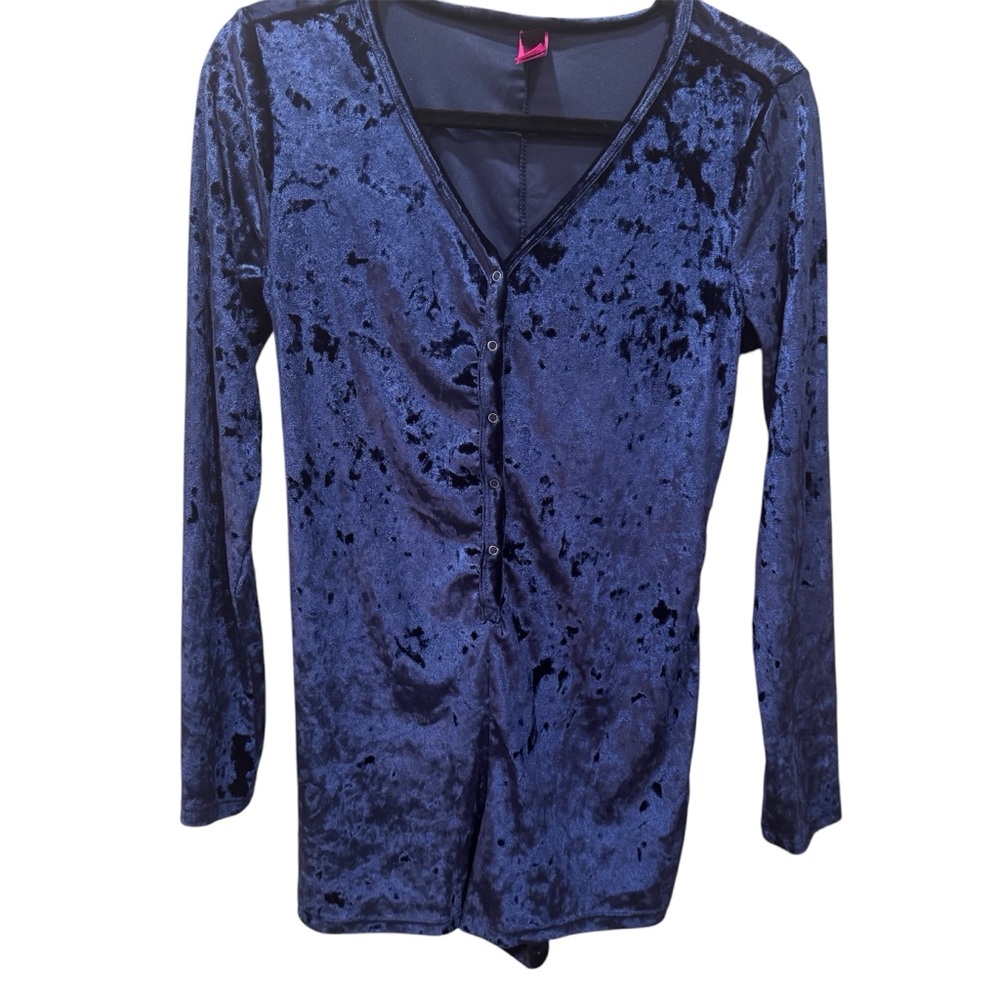 La Senza Royal Blue Velvet Long Sleeve medium Bodysuit